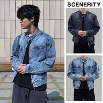 【SCENERITY】Biker Washed Denim Jacket