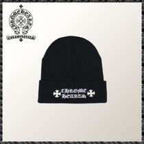 CHROME HEARTS◆ロゴ クロス ビーニー ニット帽 ブラック BLACK