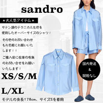 ＊人気＊ SANDRO　　ルーズフィット サテン製 シャツ