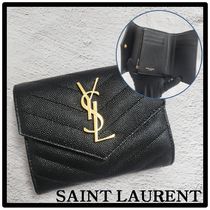 ☆関税込☆SAINT LAURENT★ロゴ 小銭入れ付き 三つ折り財布★