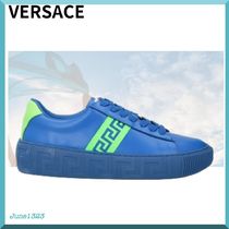 国内配送【VERSACE】ブルー グレカ スニーカー