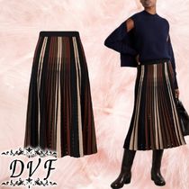 DVF★リブニット カットアウト ミディ丈プリーツスカート