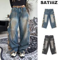 【SATIIIZ】Penta Camo Layered Denim Pants