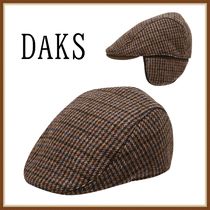 ギフトok/耳当て付◆DAKS◆ブラウンウールハンティングキャップ