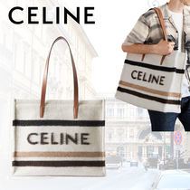 【CELINE】Cabas 起毛ニット ラージ トートバッグ レザートリム