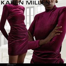 KAREN MILLEN ミニドレス ベルベット ハイネック タイト 長袖