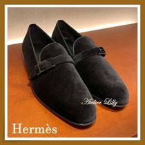 【HERMES】ベルベット生地☆Hapiバックル Jules シューズ Black