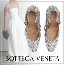 BOTTEGA VENETA◆メタリック織り ヤギ革 メリージェーンパンプス