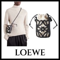 LOEWE コットンキャンバスポーチ アナグラム ヘリンボーン ロゴ