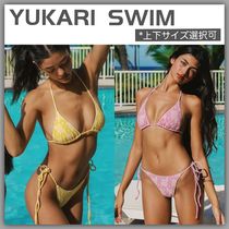 YUKARI SWIM Cleo 紐 三角 ビキニ 上下セット ジャガード 花柄