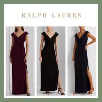 【Ralph Lauren】クレープ オフショルダー ガウン ドレス