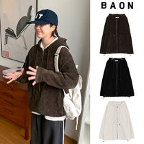 【BAON】[unisex] Hane String Corduroy Over Hood Zip-Up