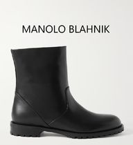 【 MANOLO BLAHNIK】 Motosa レザー アンクルブーツ　シンプル