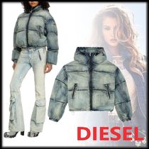 DIESEL スタイリッシュ W-Aves クロップド パファー ジャケット