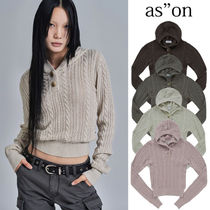 【as"on】CABLE HOOD SNAP KNIT◆