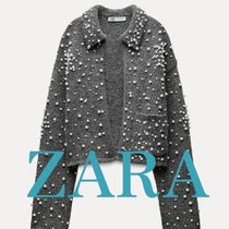 【ZARA】パールビーズ付きニットカーディガン 3653/137