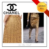 24/25AW★送料込♪【CHANEL】スカート エンボス GOLD ジャカード