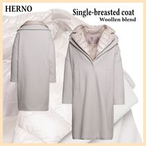 HERNO / ヘルノ /ウール混紡のパッド入りシングルブレストコート