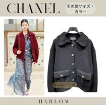 CHANEL ジャケット ニット ネイビー リブ編み 秋冬 エレガント