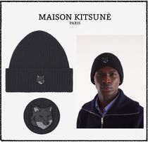 ★MAISON KITSUNE★ BOLD FOX HEAD ビーニー ニット帽 ブラック