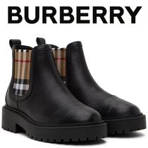 Burberryバーバリーキッズチェック ディテール チェルシーブーツ