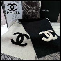 【シンプルロゴが可愛い♪】CHANEL　カシミヤ　スカーフ