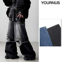 【YOURNUS】Bin Damage Layered Wide Denim