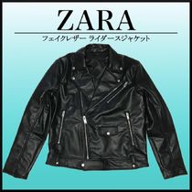 定番★ZARA フェイクレザー ライダースジャケット シンプル 人気