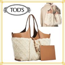 TOD’S　T タイムレスレザー＆ムートン　ミディアム　バッグ