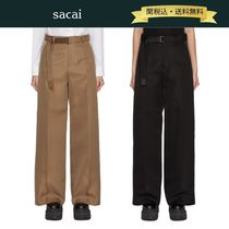 【関税・送料込】sacai ベルト付きワイドレッグ絹コットンパンツ