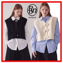 ☆韓国の人気☆【RONRON】☆RIBBON 3 BUTTON VEST ニッ.ト☆