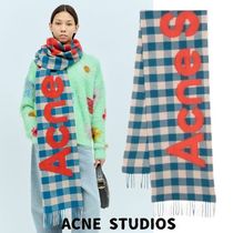 【Acne Studios】チェック ロゴ ディテール スカーフ