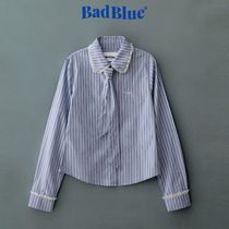 ●Bad Blue● Stripe Lace Tie Shirt (Blue)