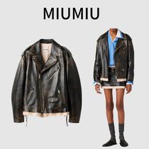 【MIUMIU】ナッパレザーモーターサイクルジャケット