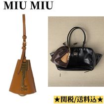 ★送料/関税込★【MiuMiu】レザー トリック ロゴ入り