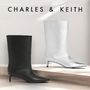 Charles&Keith ショートブーツ・ブーティ CHARLES & KEITH◆イロンゲイティッド スクエアトゥカーフブーツ