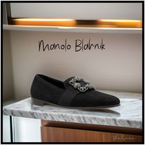 カッコイイ【MANOLBLAHNIK】ブラックスエードローファー