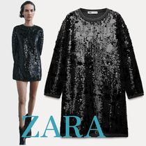 【ZARA】ショート スパンコール ニットワンピース 2488/114