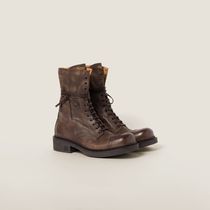 【日本入手困難】ミュウミュウ Leather laced booties ブーツ