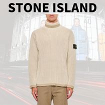 VIP★【STONE ISLAND】ホワイト ウール タートルネック セーター