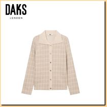 ■DAKS ツートンチェック ウール混紡 長袖 カラーTシャツ