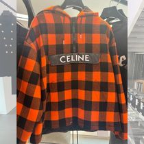 ★チェック柄がポイント★【CELINE】ウールフード付ブルゾン