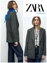 スペイン発送 ZARA ウール入りストレートヘリンボウブレザー