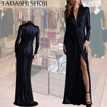 【TADASHI SHOJI】フェラムメタリックツイストドレープガウン