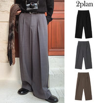 【2plan】Haines brushed wide slacks