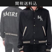 ウール混【AMIRI】ロゴプリント ボンバージャケット