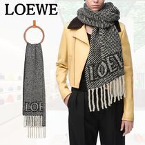 LOEWE*一歩先を行く*ヘリンボーン マフラー アルパカ&ウール