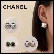 【存在感抜群◆】CHANEL スタッズ ボール ピアス CCロゴ