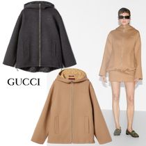 25新作 GUCCI  ウール シルク フーディ ジャケット レディース