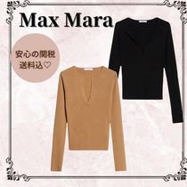 関税/送料込☆*Max Mara* 長袖 Vネック リブ セーター ニット